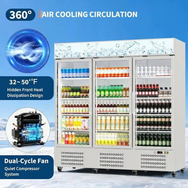 3 Glass Door Display Refrigerator, 54.3 Cu.Ft.