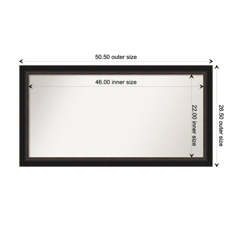 Trio Oil Rubbed Bronze Framed Non-Beveled Custom Wall Mirror, Bathroom Vanity Mirror - Outer Size: 50.5 x 26.5