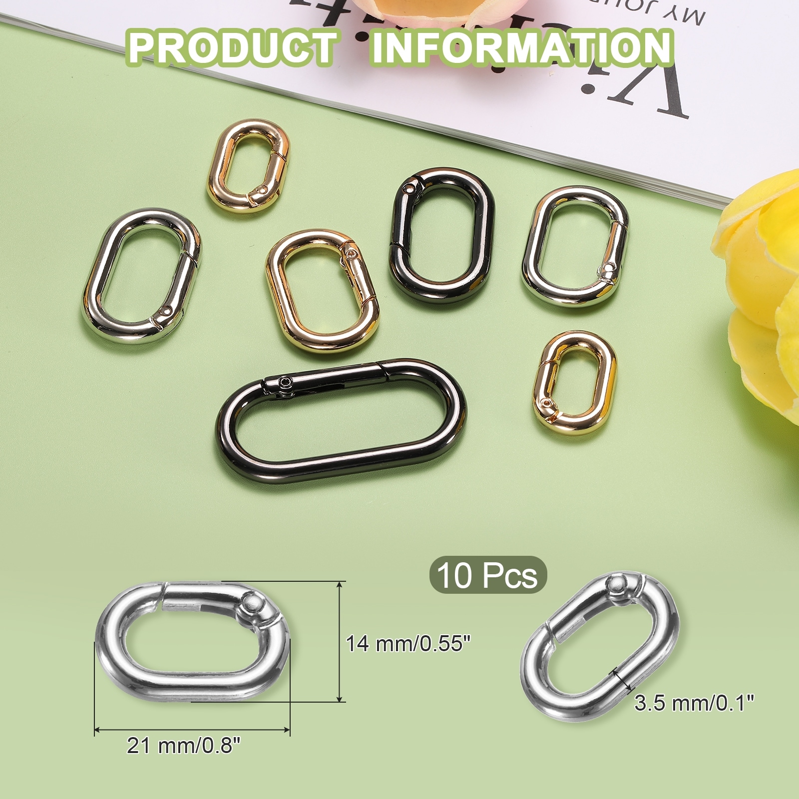 D Ring Spring Key Hooks Metal Keyring Clip Buckles Clasp