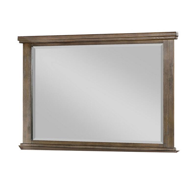 Lan 40 x 47 Dresser Mirror, Tempered Glass, Rectangular, Rustic Taupe
