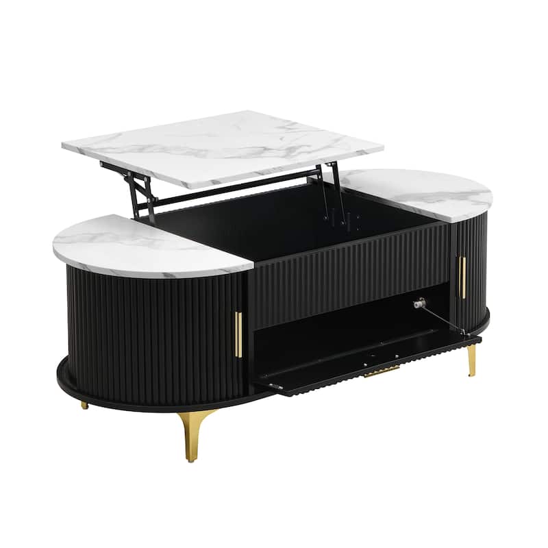 Scott Living - Nova Modern Lift-Top Coffee Table with Sliding Doors, Large Drawer, and Smart Storage Design