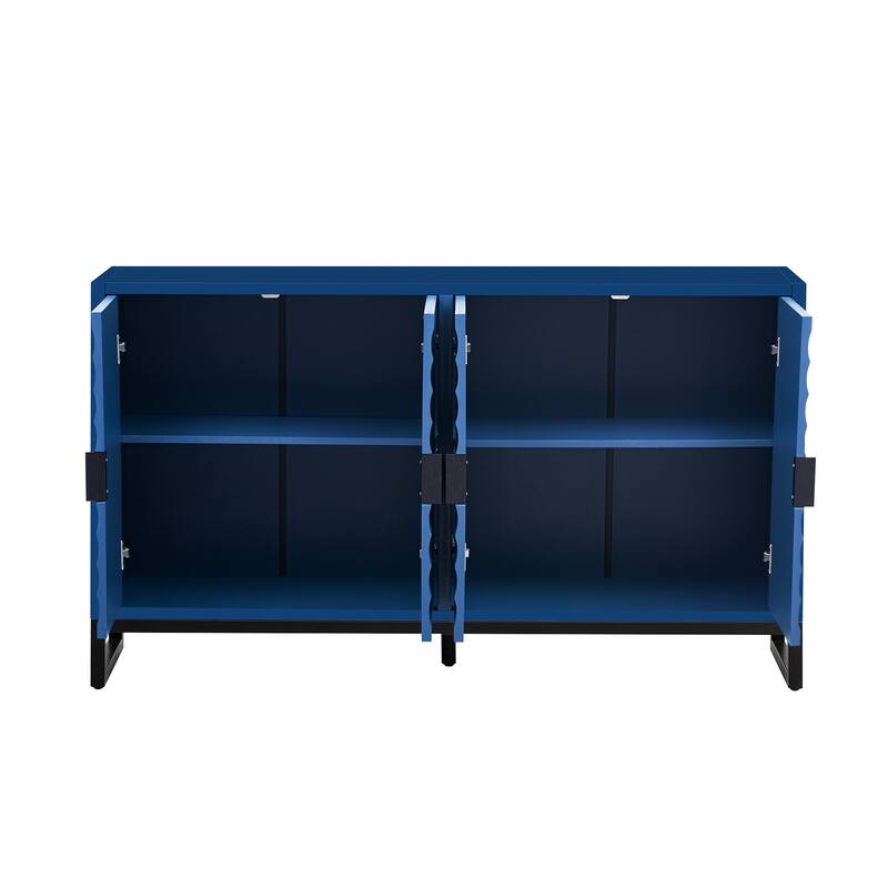 Modern Minimalist Water Ripple Buffet Cabinet, Storage Cabinet, Sideboard with Rubberwood Veneer, for Living Rooms