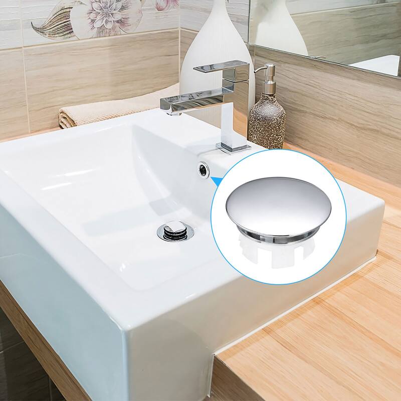 25.5mm Sink Trim Overflow Cover Ring Hole Insert in Round Caps Silver