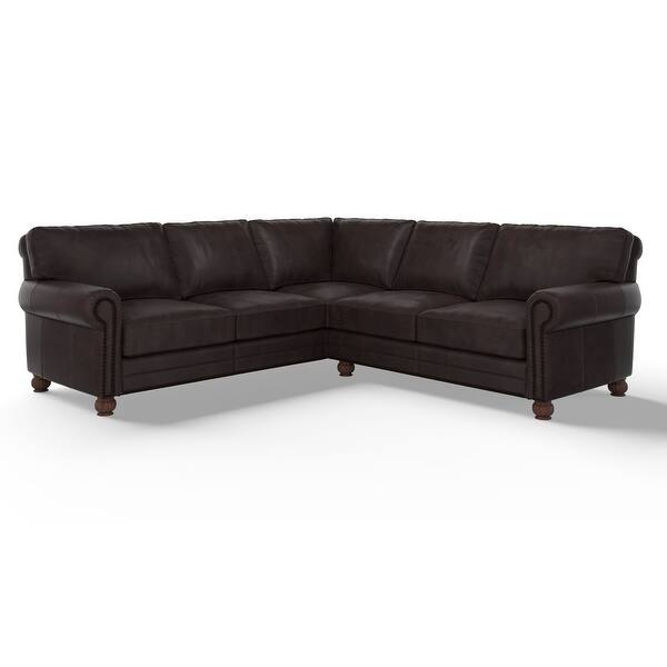 Charleston Deeper and Wider 2x2 100% Full Top Grain Leather Sectional - Bed Bath & Beyond