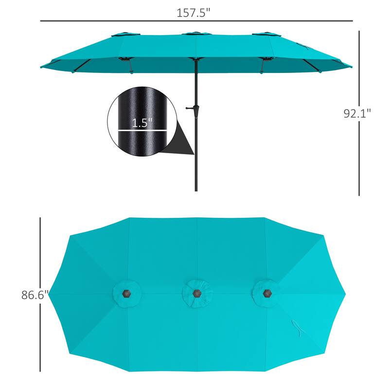 Double-Sided Large Patio Umbrella with Crank Handle Outdoor Canopy for Backyard Garden or Patio