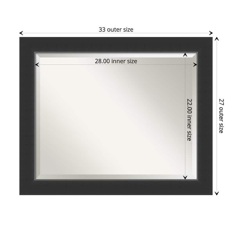 Beveled Wood Wall Mirror - Corvino Black Frame - Outer Size: 33 x 27 in