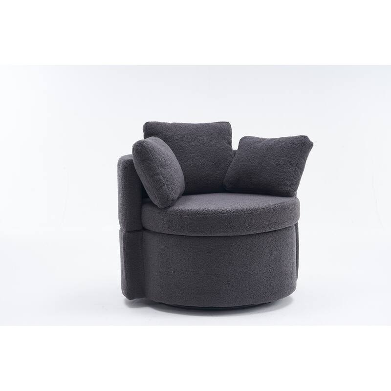 Teddy Fabric Swivel And Storage Chair