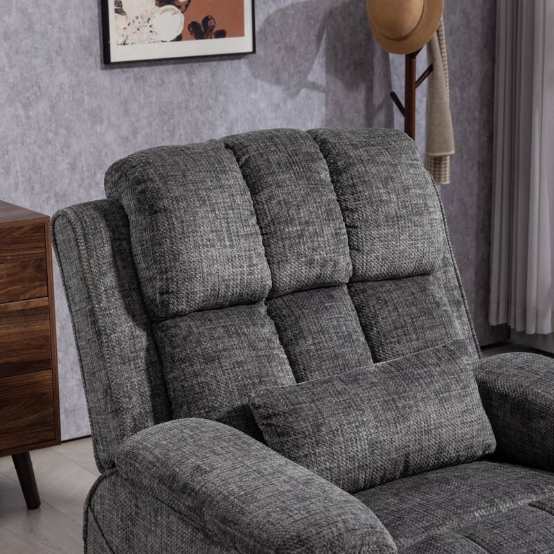 Power Lift Recliner with Extended Footrest,Overstuffed Chenille Dual Motor Recliners with Heat/Message,USB Type C Charging