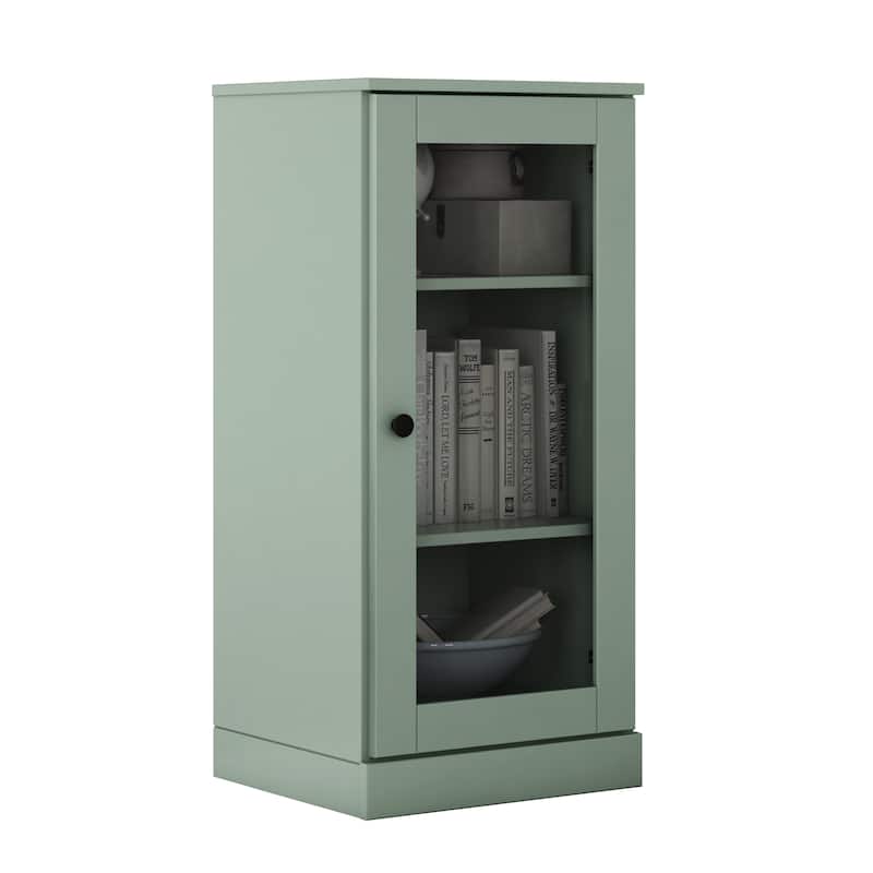 Palace Imports 100% Solid Wood 3-Shelf Bookcase with Clear Glass Door and Adjustable Shelves