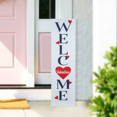 38" Welcome Valentine's Day Wooden Porch Board Sign Decoration