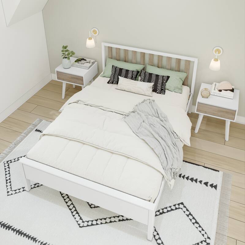 Max and Lily Scandinavian Full-Size Bed with Slatted Headboard