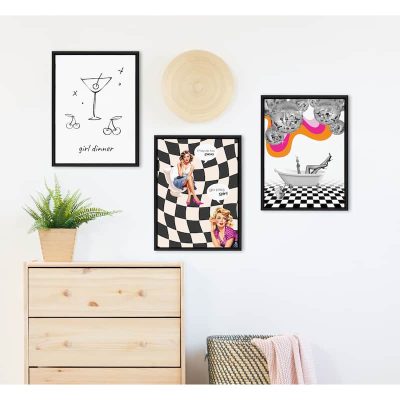 Kate and Laurel Sylvie Disco Bathtub Framed Canvas by Honey Island Studio