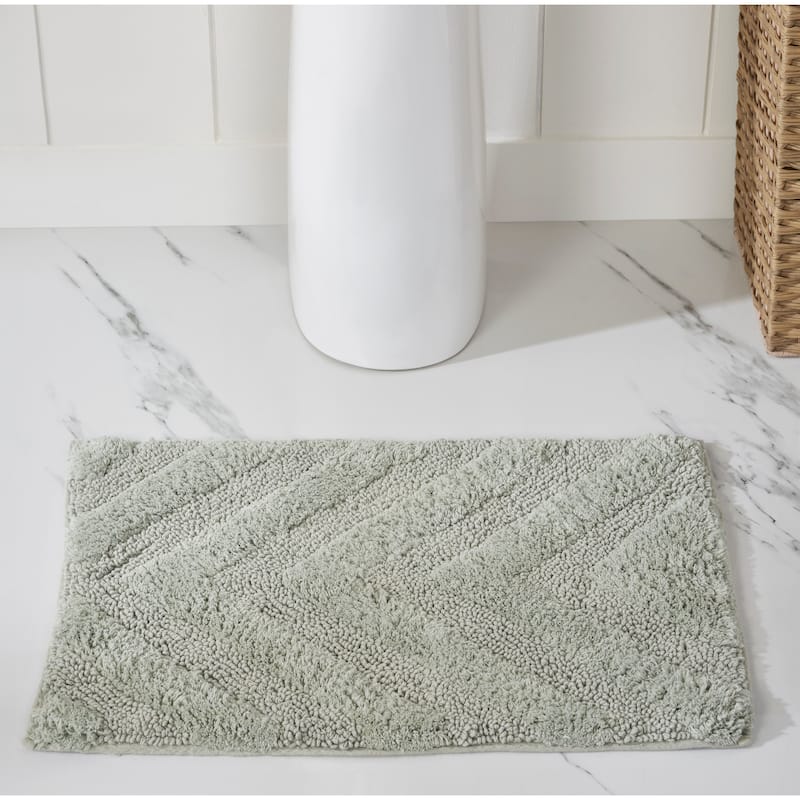 Better Trends Bathroom Rug Set 100% Cotton Tufted Water Absorbent Bath Rug for Shower, Sink Mats Machine Wash Hugo Collection - 5 PC Set 17"x24"|20"x20"|21"x34"|24"x40"|20"x60" - Sage