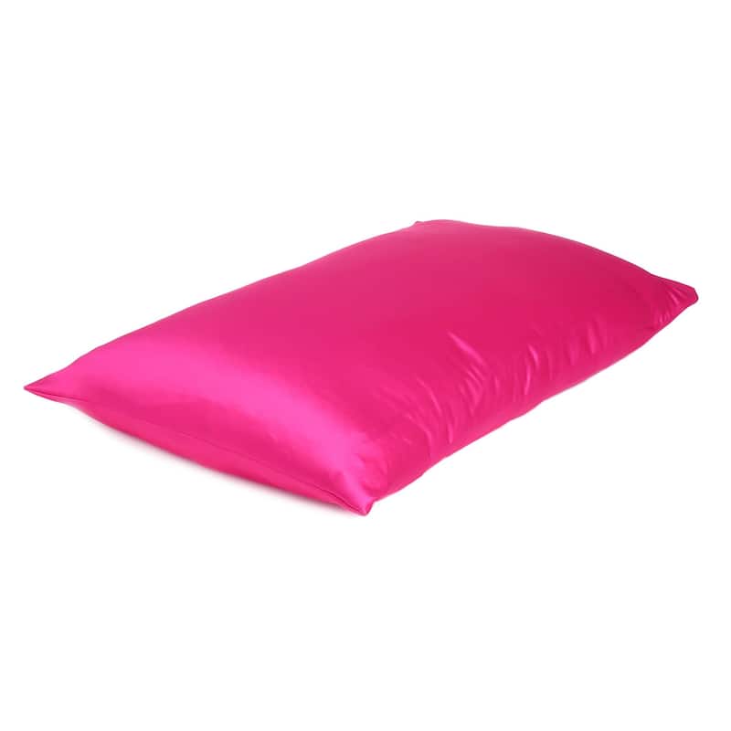 HomeRoots Fuchsia Dreamy Set Of 2 Silky Satin Standard Pillowcases