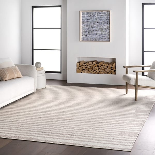 slide 2 of 9, Nuloom Skylah Striped Indoor/Outdoor Area Rug 4' x 6' - Beige