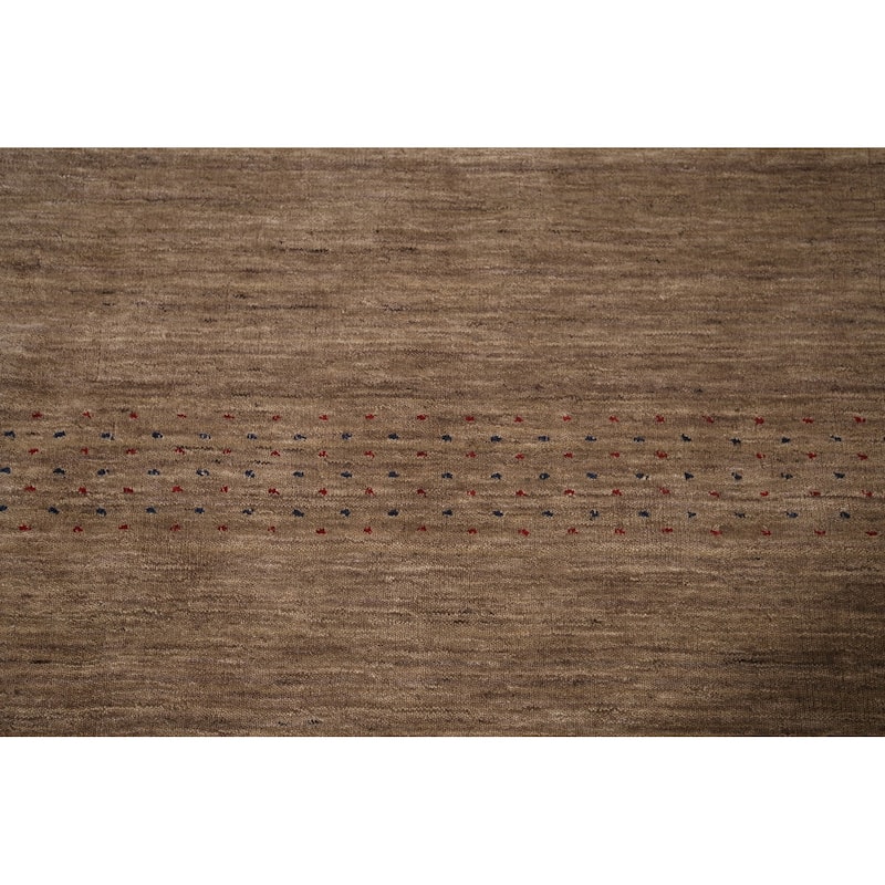 Brown Tribal Gabbeh Area Rug Handmade Wool Carpet - 8'0"x 9'8"