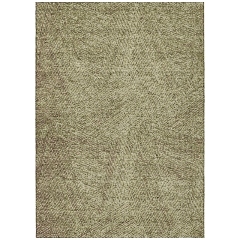 Machine Washable Indoor/ Outdoor Solid Geo Chantille Rug