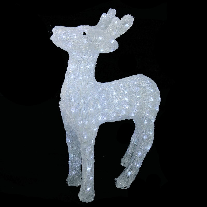 LED Lighted Commercial Grade Acrylic Reindeer Christmas Display Decor - 23" - Pure White Lights