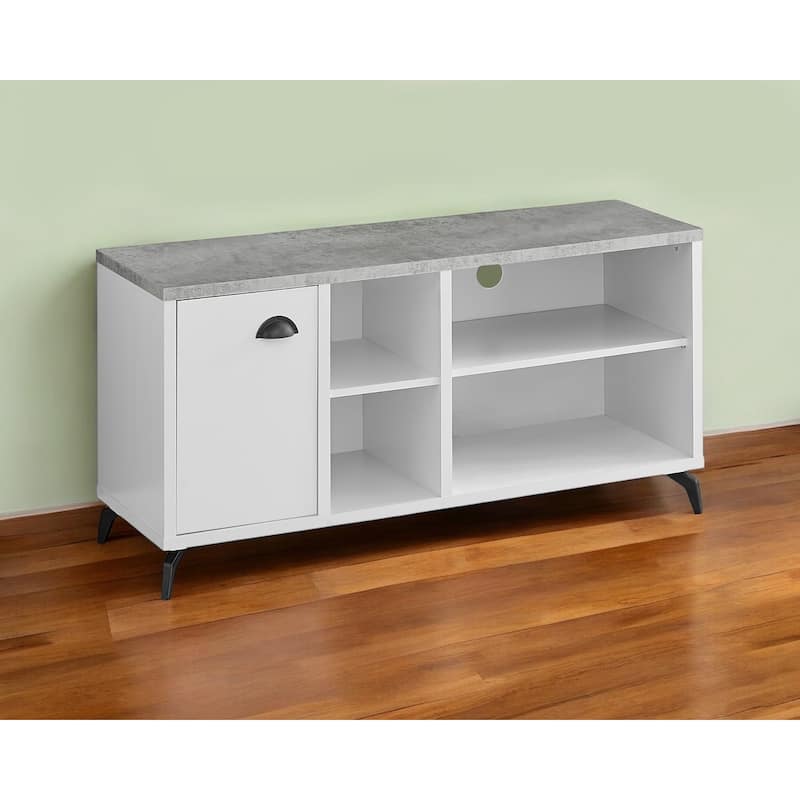HomeRoots 47" Gray And White Wood Enclosed and Open Storage TV Stand - 47.25' X '23.75' X '15.5 - White/Gray - 47.25' X '23.75' X '15.5