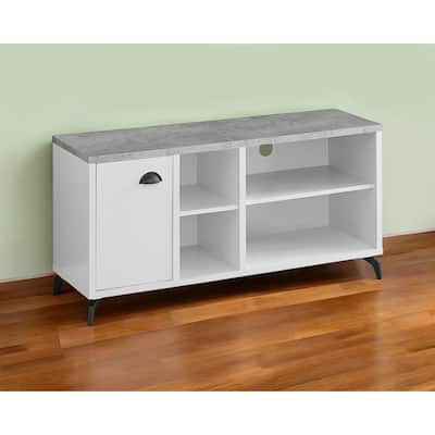 HomeRoots 47" Gray And White Wood Enclosed and Open Storage TV Stand - 47.25' X '23.75' X '15.5