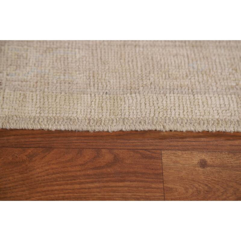 Floral Oushak Turkish Area Rug Handmade Oriental Yellow Wool Carpet - 9'0"x 11'11"