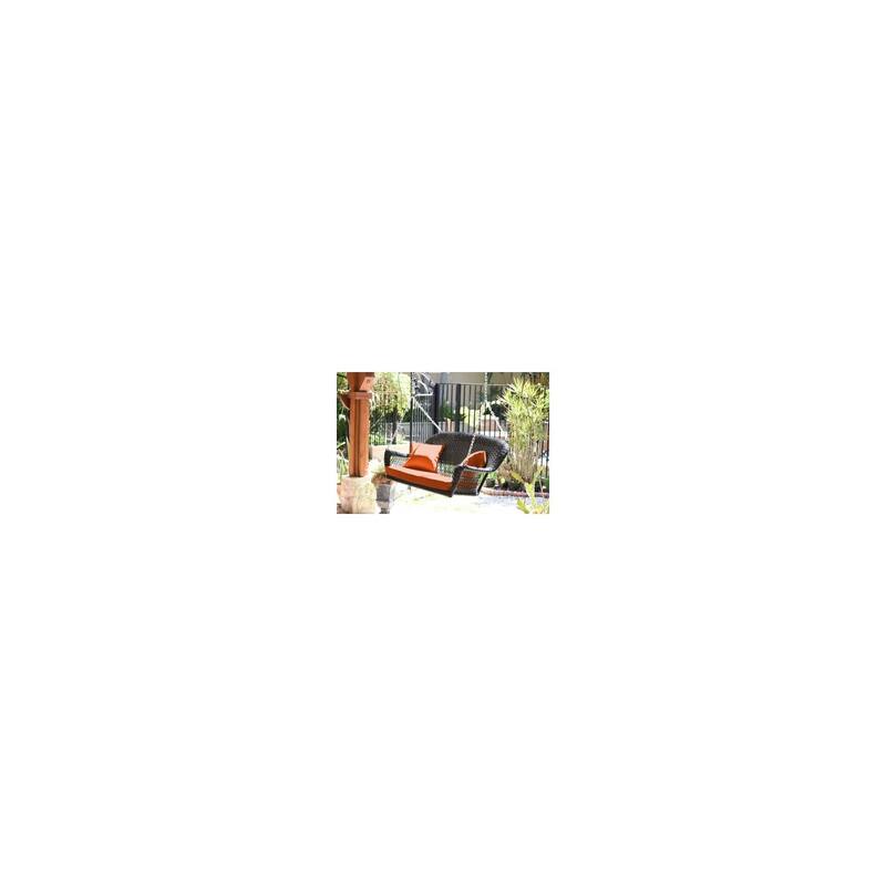 28 in. W Orange Cushion in Aluminum Frame Outdoor Porch Swing with CushionGuard and Stand