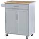HOMCOM Kitchen Island Cart Rolling Trolley Cart with Drawer, Storage Cabinet & Towel Rack