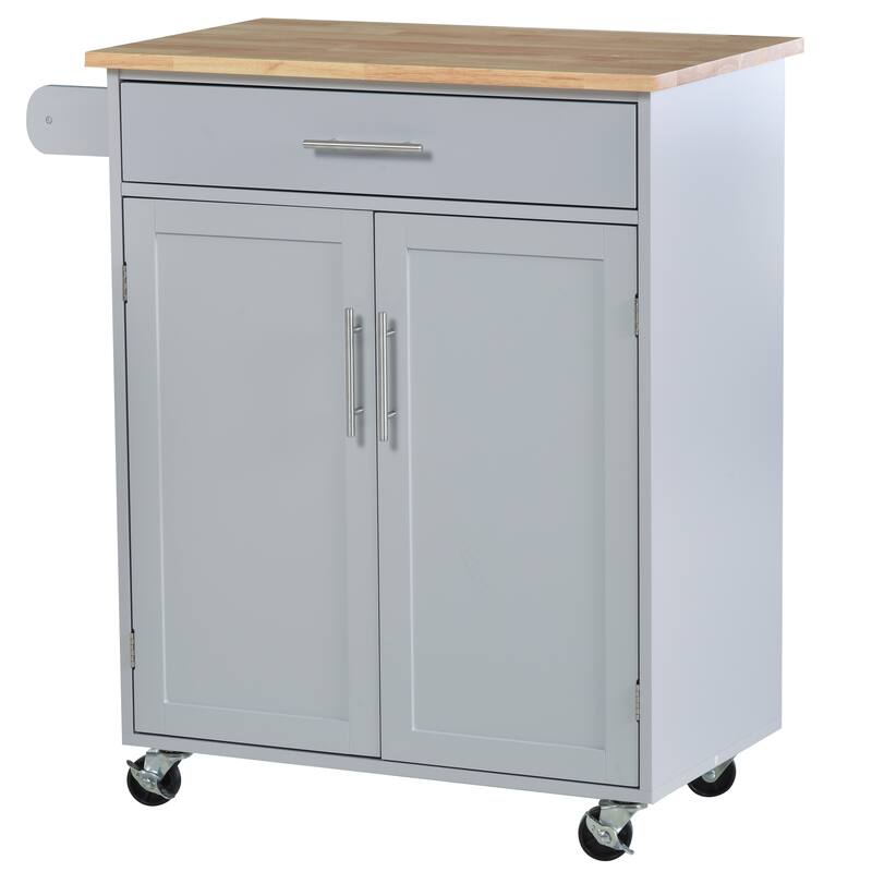 Homeco Kitchen Island Cart Rolling Trolley Cart with Drawer and Towel Rack
