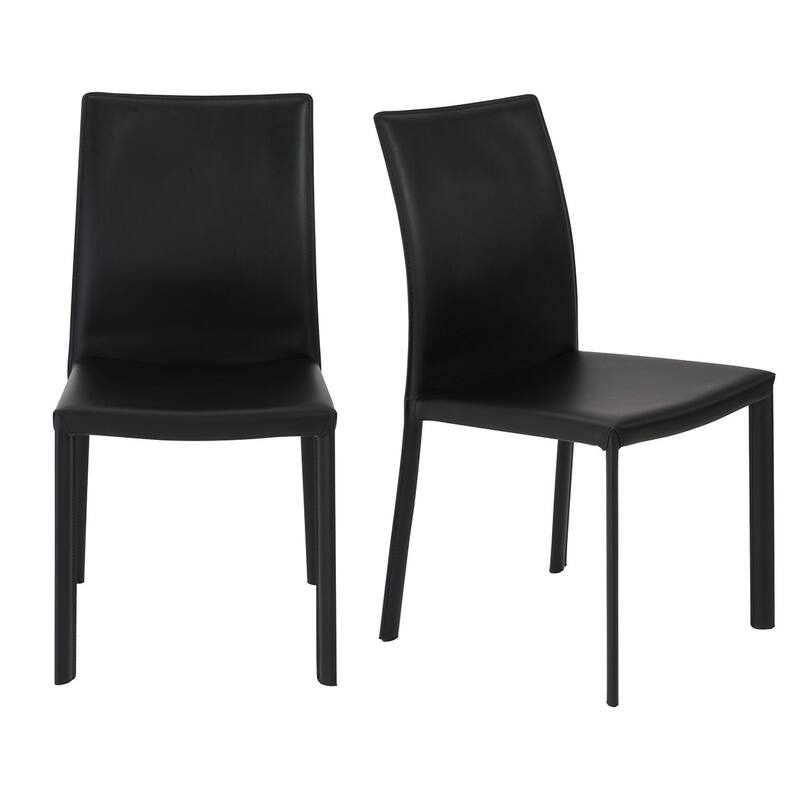 HomeRoots Set of Two Black Upholstered Leather Dining Side Chairs - 19.30 in. x 35.04 in. x 20.87 in.