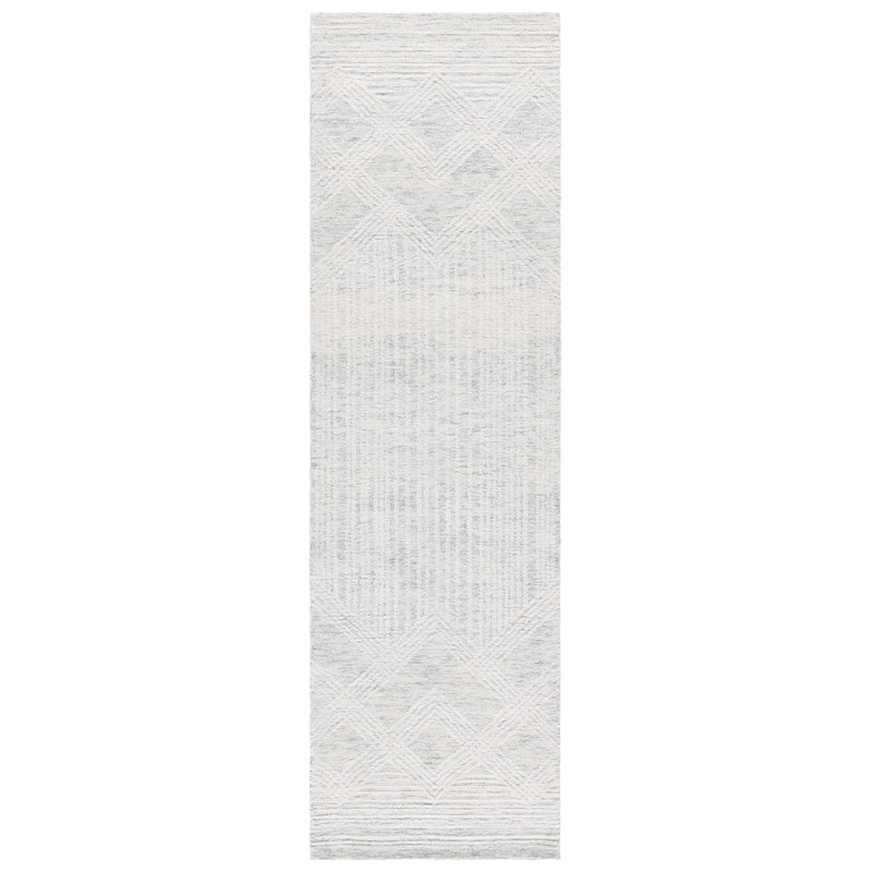 SAFAVIEH Handmade Pine Bine Modern Wool Rug - 2'3" x 8' Runner - Light Grey/Ivory