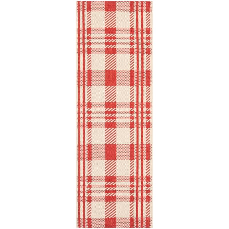 SAFAVIEH Courtyard Oriole Plaid Indoor/ Outdoor Waterproof Patio Backyard.