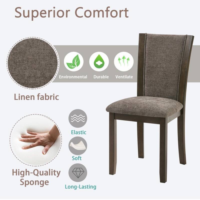 Wooden Dining Chairs Set of 4, Upholstered Side Chairs with Padded Seat for Kitchen & Dining Room