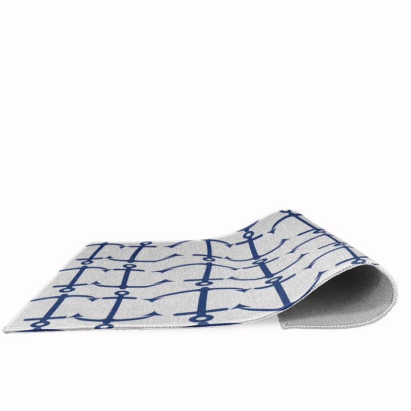 Anchor Pattern Beach Style Chenille Area Rug