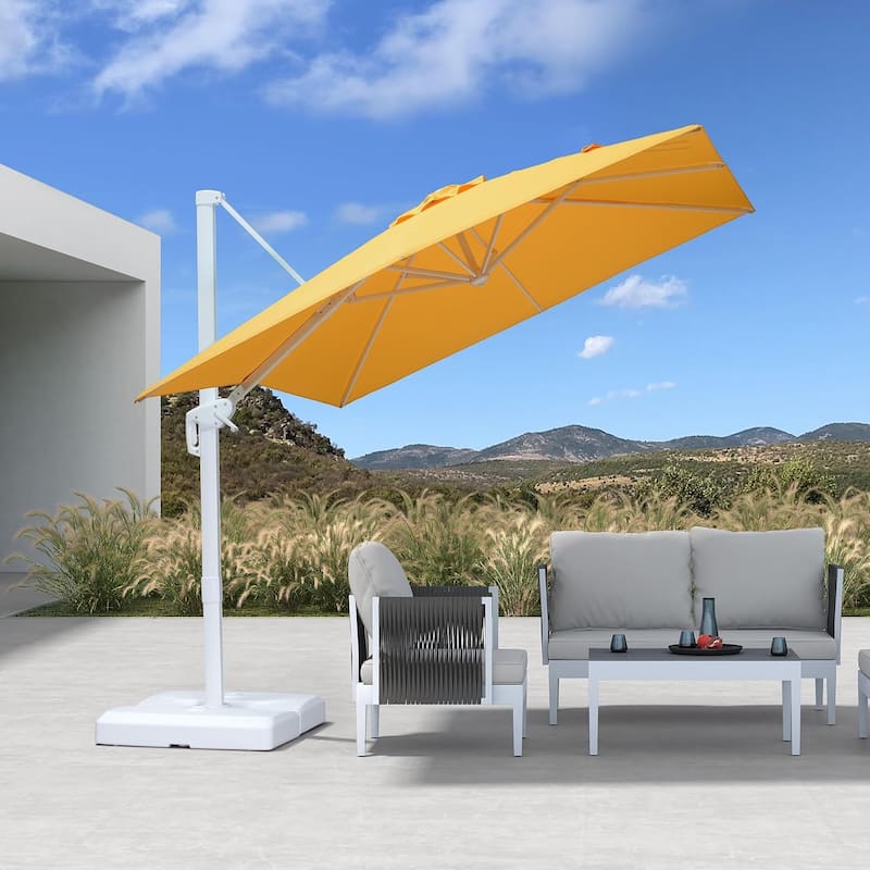 PURPLE LEAF 8 ft White Cantilever Patio Umbrella with 360 Degree Rotation