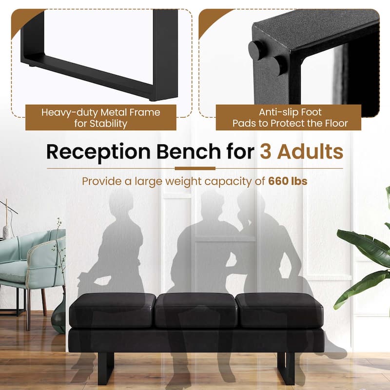 Costway Waiting Room Bench Seating with Metal Frame Leg Upholstered - See Details