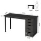 preview thumbnail 35 of 36, 47-inch Computer Desk with 5-drawer, Wood and Metal Writing Desk for Study Living Room