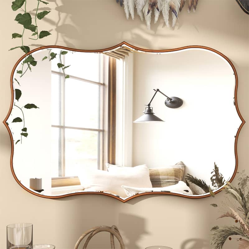 Asymmetrical Gold Antique Bronze Accent Wall Mirror - 23.62"×35.4" - Antique Gold