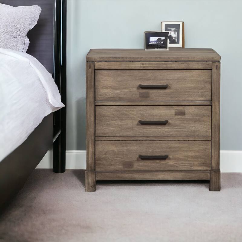 HomeRoots 26" Weathered Gray Two Drawer Wood Nightstand