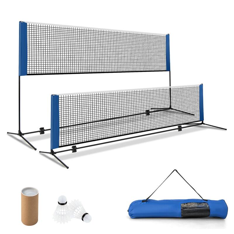 Gymax 10FT Adjustable Badminton Net Set W/2 Shuttlecocks Portable - Teens