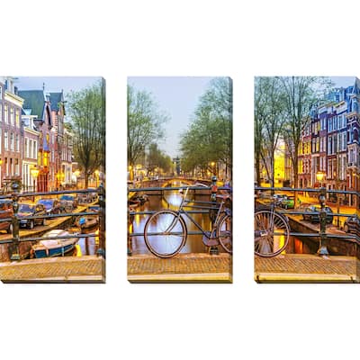 "Amsterdam Bicycle" 3 Piece Set on Canvas