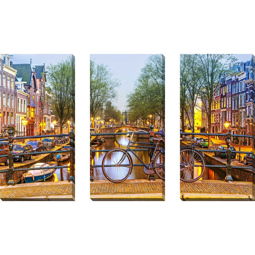 "Amsterdam Bicycle" 3 Piece Set on Canvas