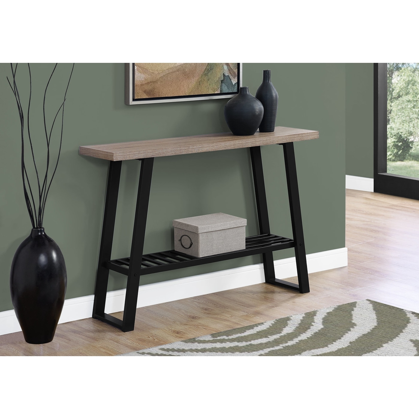 Monarch Specialties Accent Table 48 L/Dark Taupe/Chrome Metal Brown