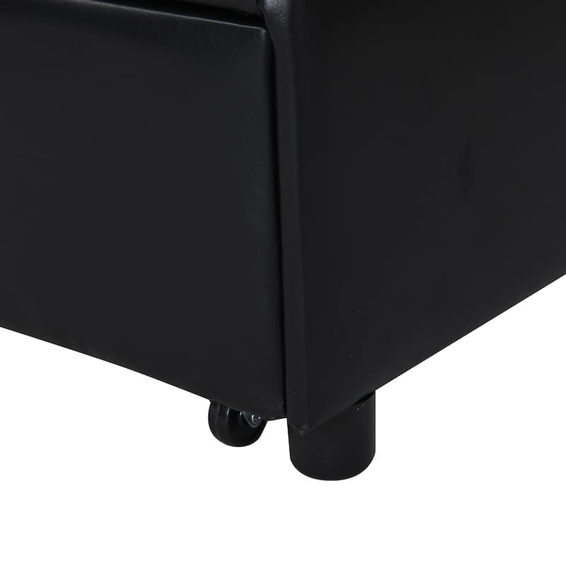 Black Single Folding Ottoman Sofa Bed with Adjustable Back