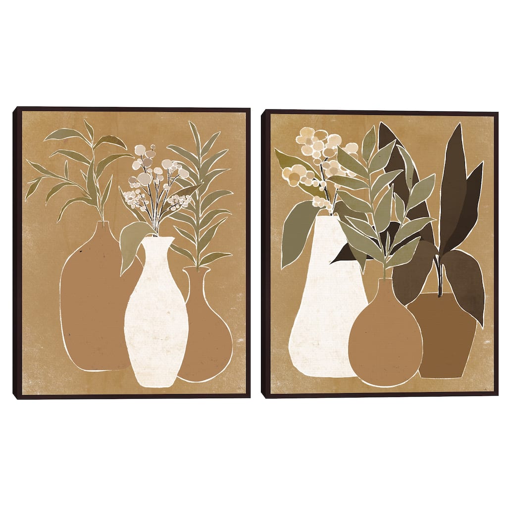 Simple Greens I, II Light Canvas Art Prints