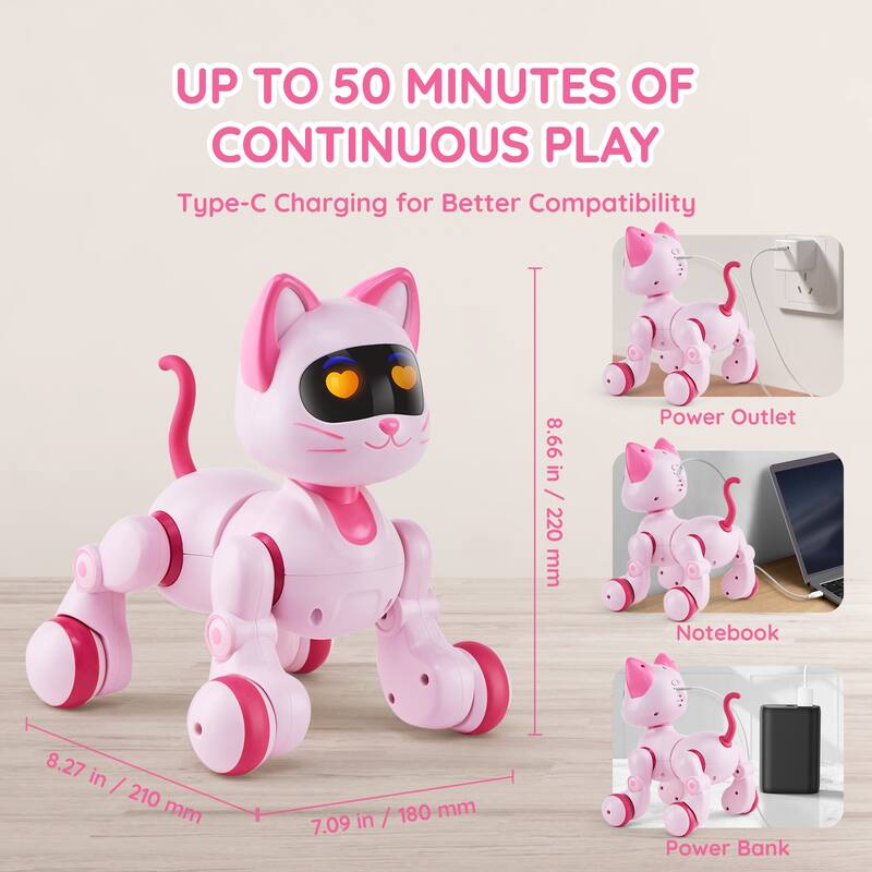 Remote Control Robot Cat/Dog Toy for Age 3 4 5 6 7 8 10 Year Old Boys Girls
