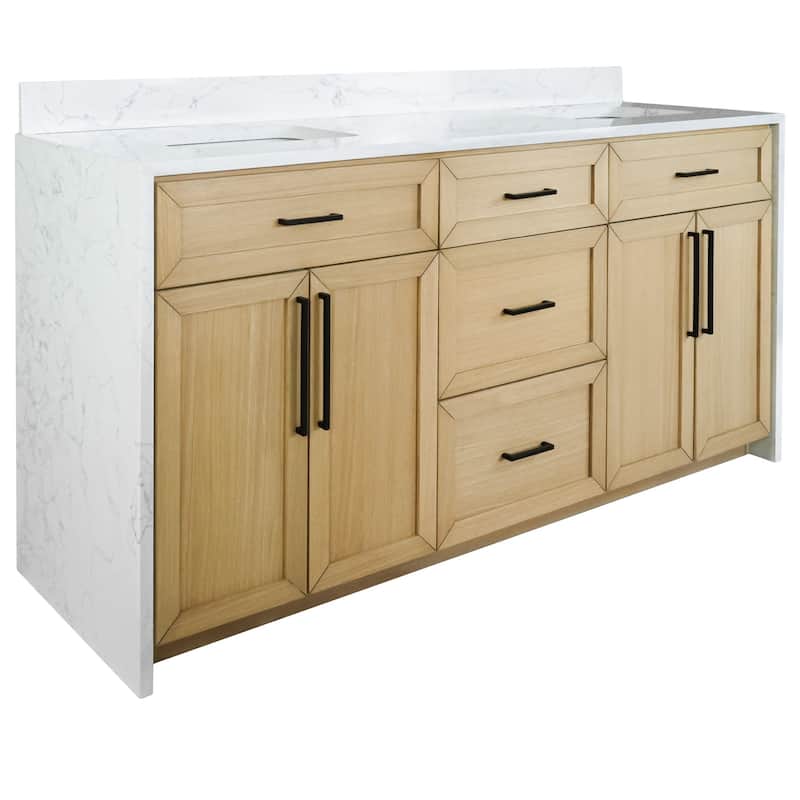 KitchenBathCollection Palisade 72" Double Waterfall Vanity with Engineered Marble Top