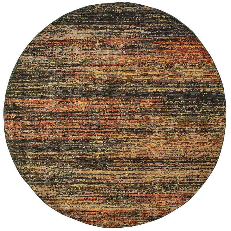 Style Haven Halden Textural Stripes Area Rug - 7'10" Round - Gold/Charcoal