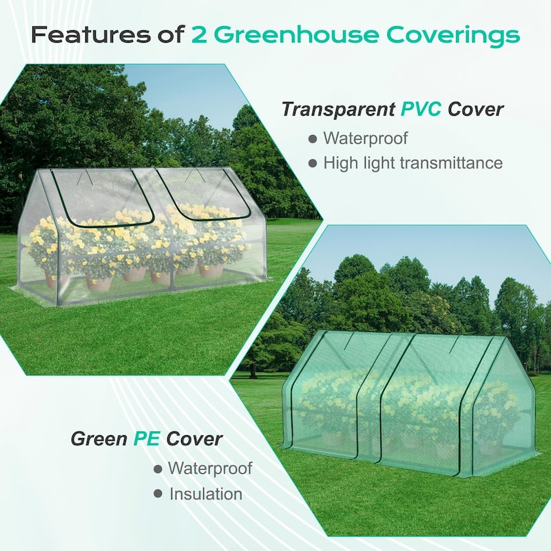 Aoodor 6' x 3 'x 3' Mini Greenhouse with 2 Zipper Doors - 6'x3'x3'