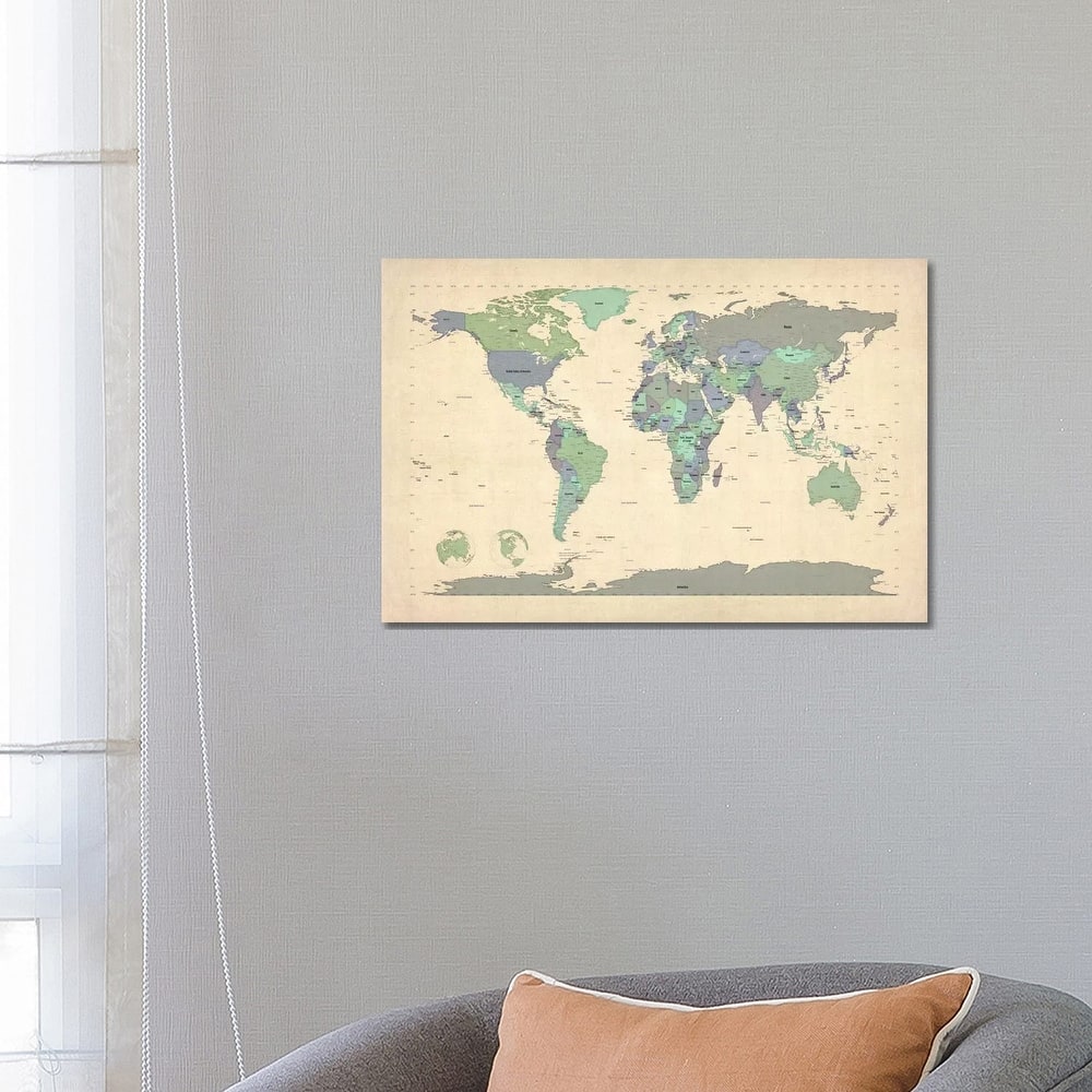 iCanvas "Map of The World VI" by Michael Tompsett Canvas Print