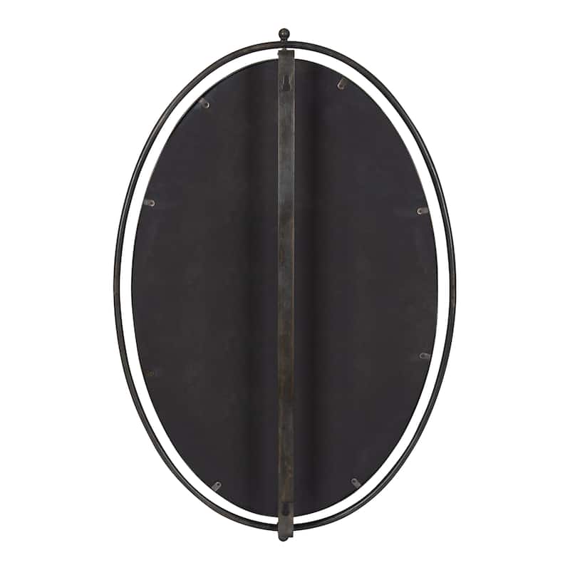 Kate and Laurel Baron Rustic Pivot Mirror, 21" Diameter, Raw Iron